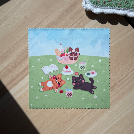 Picnic Cats Lens + Screen Cleaning Cloth | 6x6 inch microfiber