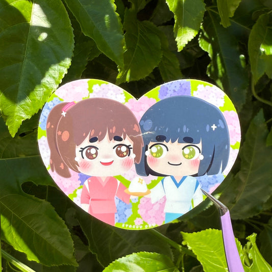 Haku Hydrangea Flower Heart Sticker 3inch Glossy waterproof