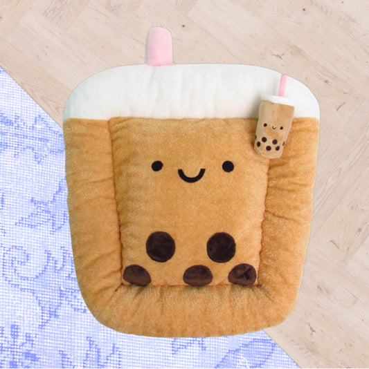 Boba Pet Bed with Milk Tea Crinkle Toy