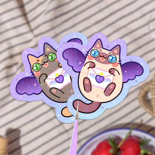 Dark Cupid Kitty Stickers + Magnets