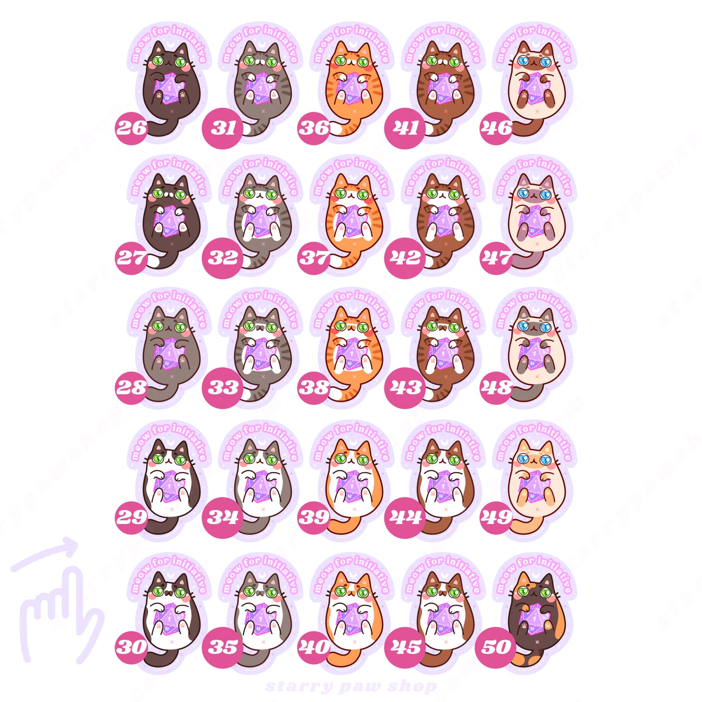 D20 DND Cat Stickers + Magnets