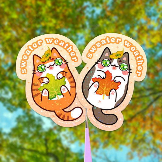 Sweater Weather Cat Stickers + Magnets