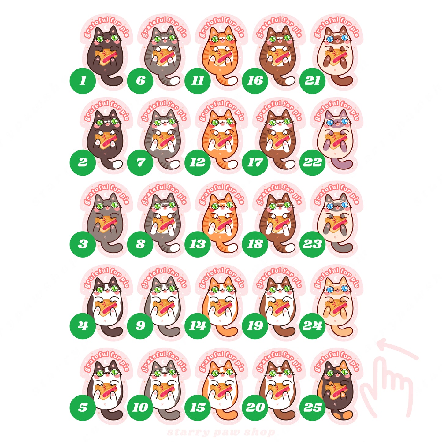 Pie Cat Stickers + Magnets