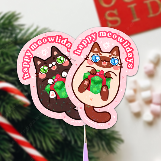 Happy Meowlidays Stickers + Magnets