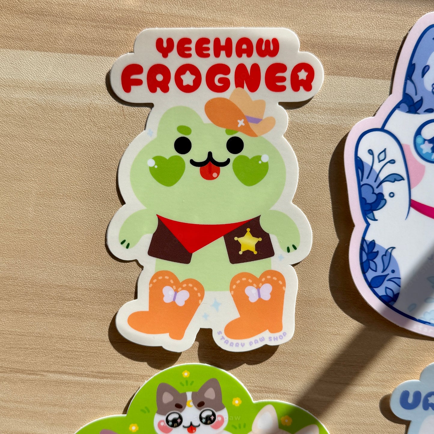 Yeehaw Frogner Cowboy Frog UV Car Sticker 5" UV Weatherproof vinyl sticker
