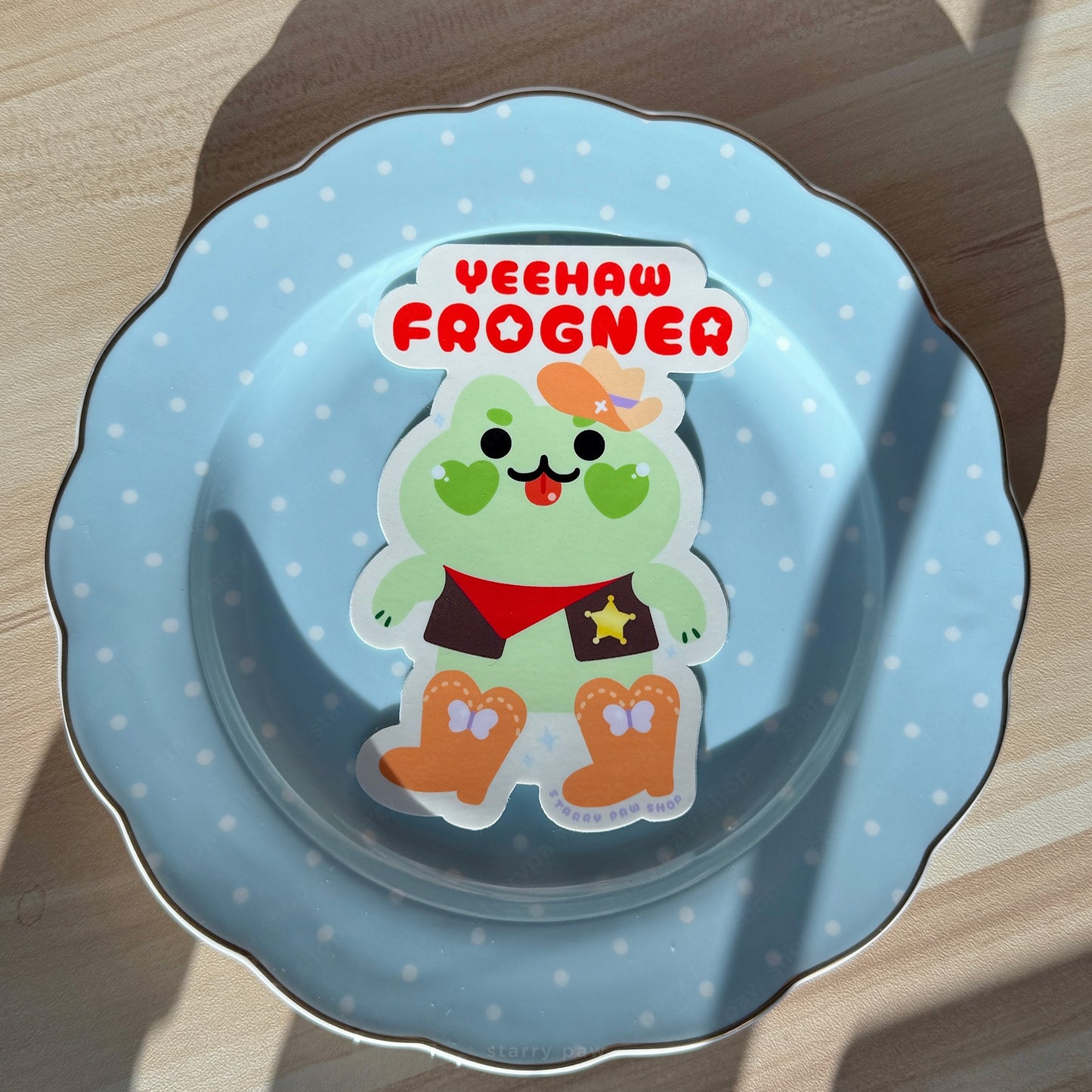 Yeehaw Frogner Cowboy Frog UV Car Sticker 5" UV Weatherproof vinyl sticker