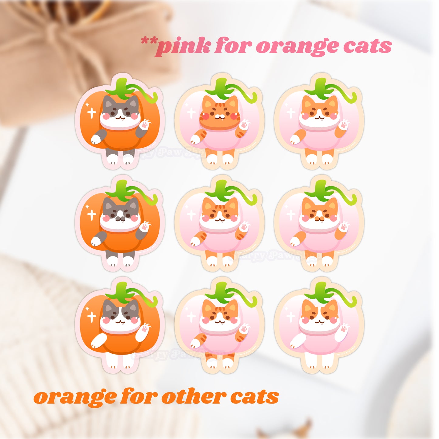 Pumpkin Cat Stickers + Magnet