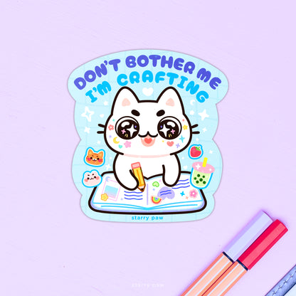 Succeed Crafty White Cat Stickers 3" Waterproof