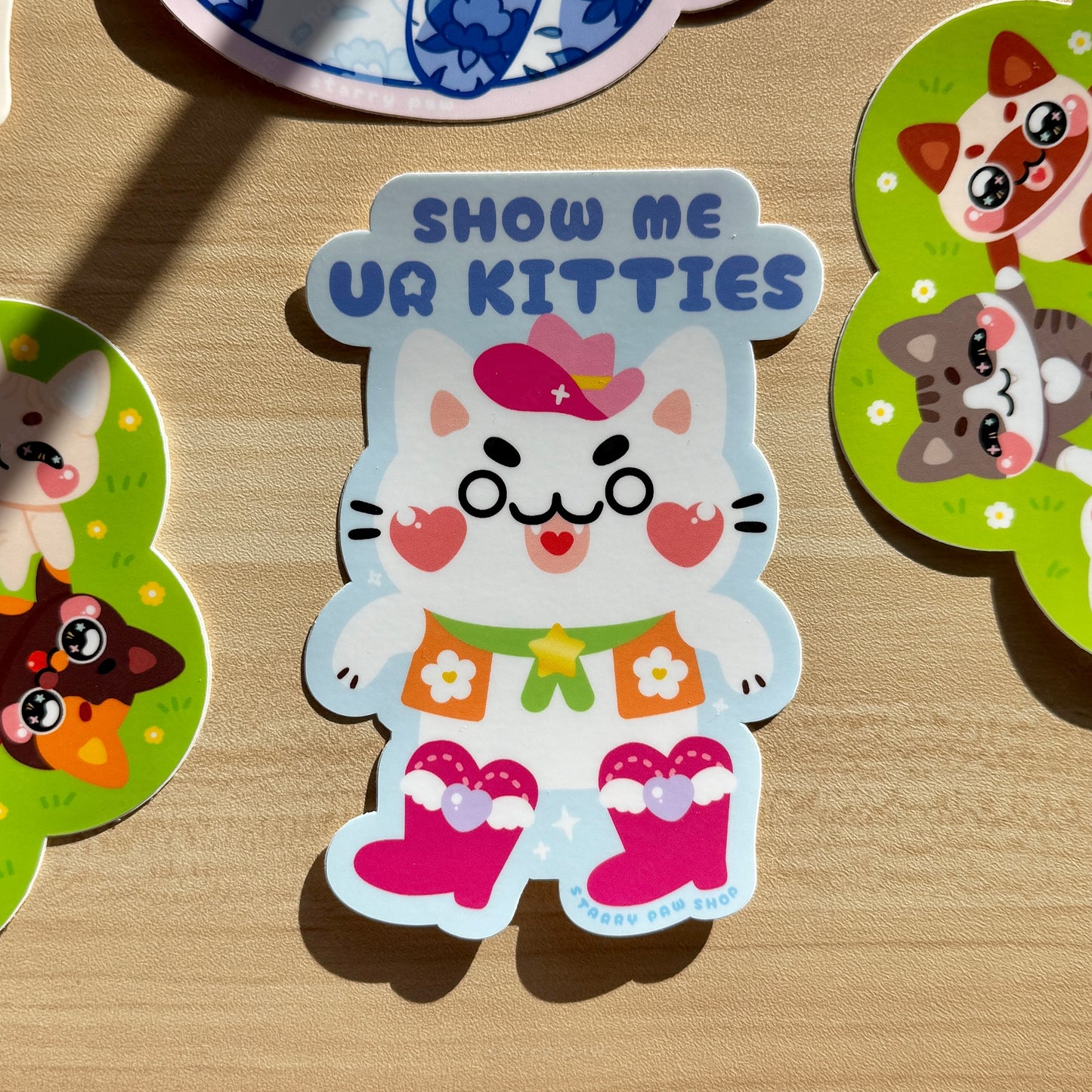 Show Me Ur Kitties Cowboy Cat UV Car Sticker 5" UV-resistant Weatherproof vinyl sticker