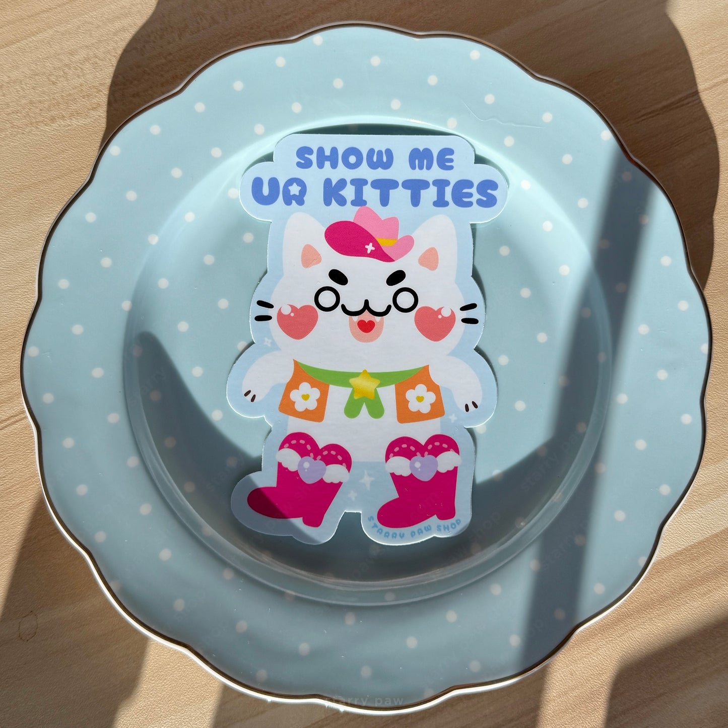 Show Me Ur Kitties Cowboy Cat UV Car Sticker 5" UV-resistant Weatherproof vinyl sticker