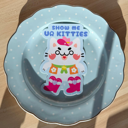 Show Me Ur Kitties Cowboy Cat UV Car Sticker 5" UV-resistant Weatherproof vinyl sticker