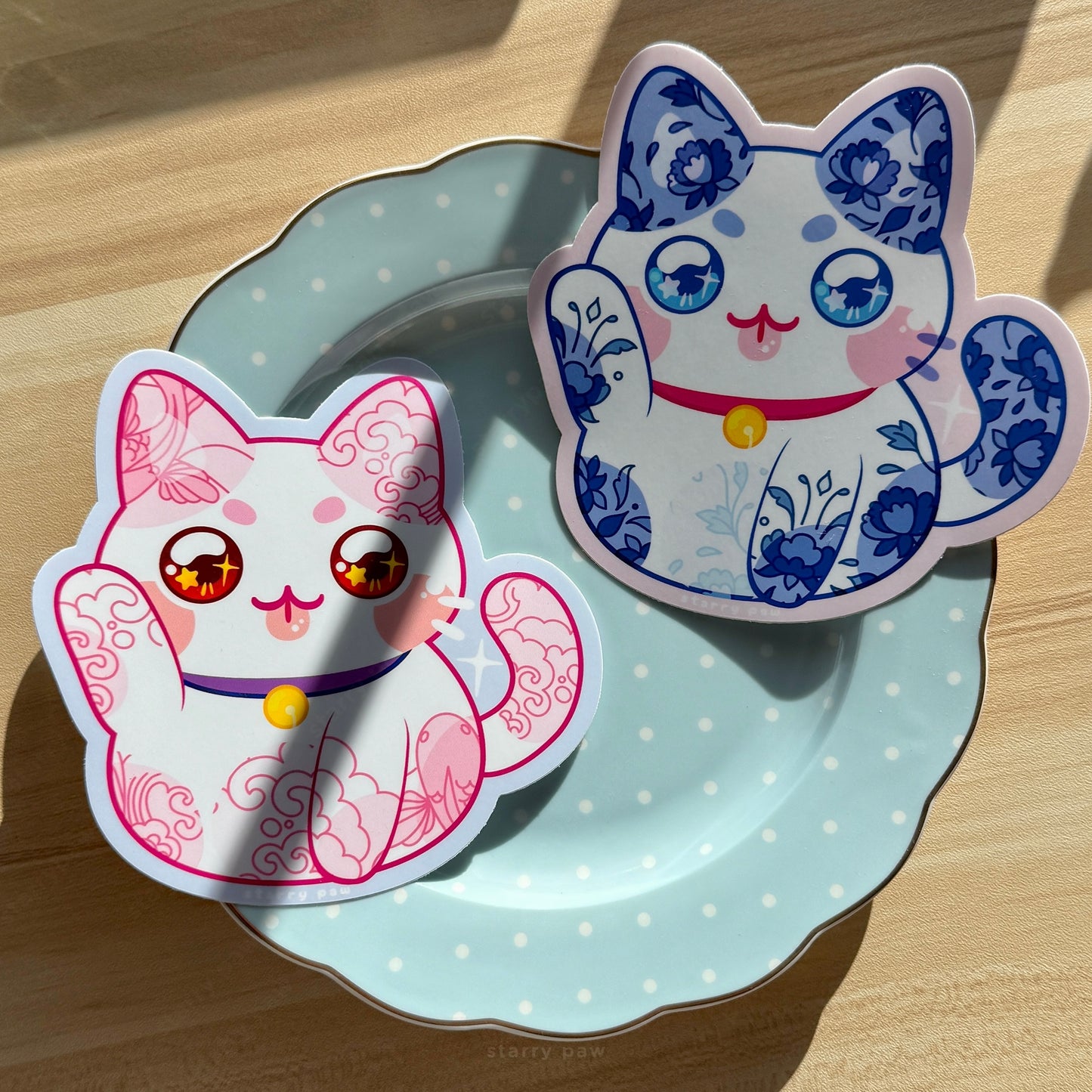 Pink Lucky Cat Car Sticker 5" UV Weatherproof vinyl sticker