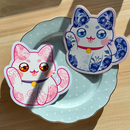 Pink Lucky Cat Car Sticker 5" UV Weatherproof vinyl sticker