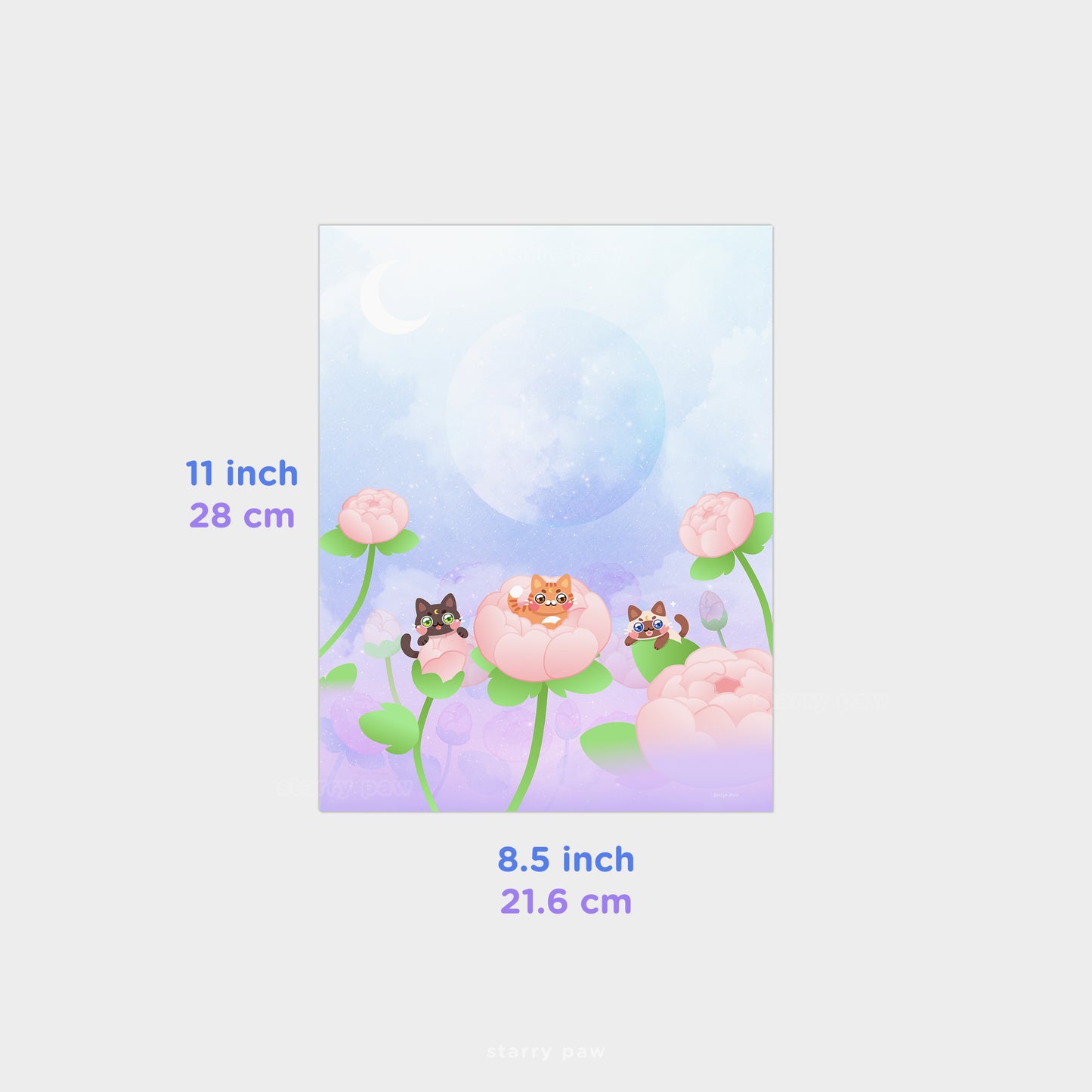 Peony Flower Cat Print 8.5x11" Semi-Gloss