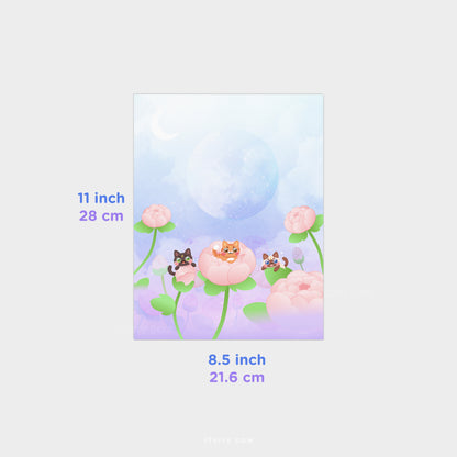 Peony Flower Cat Print 8.5x11" Semi-Gloss