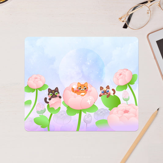 Peony Flower Mousepad | 9.5x12 inch Stitched Edges