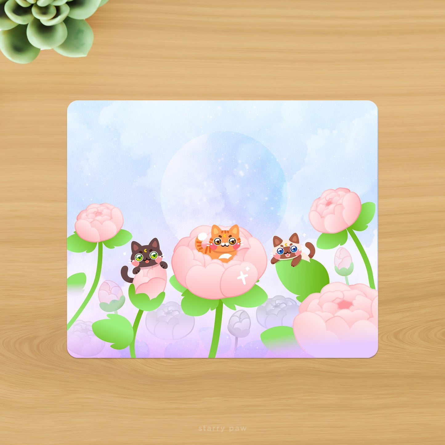 Peony Flower Mousepad | 9.5x12 inch Stitched Edges