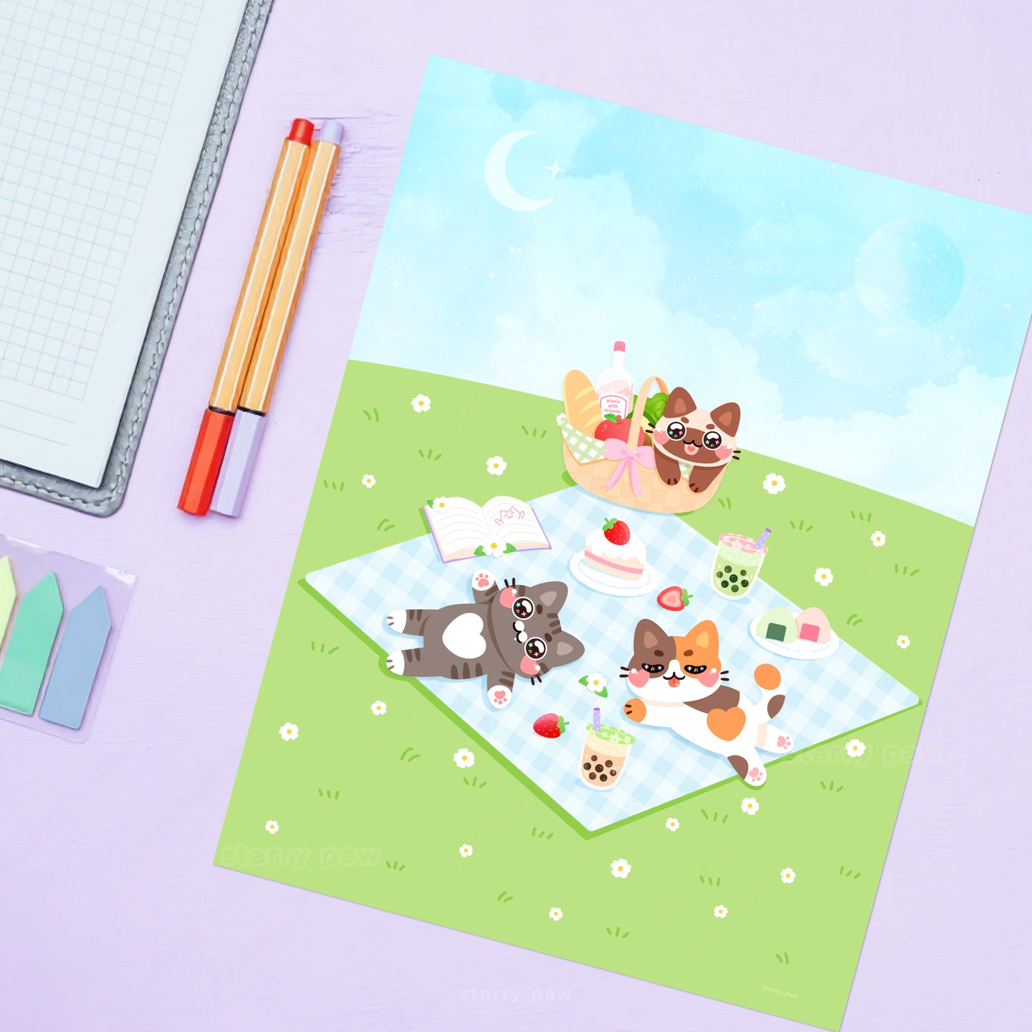 Picnic Cats Print 8.5x11" Semi-Gloss