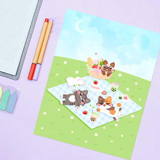 Picnic Cats Print 8.5x11" Semi-Gloss