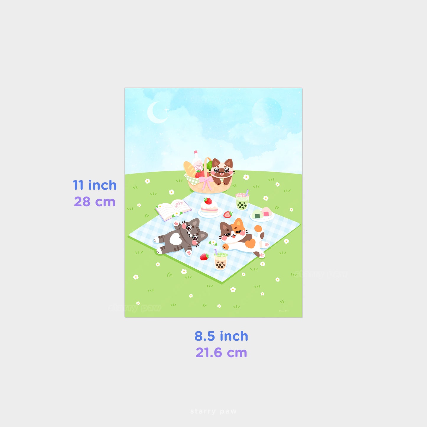 Picnic Cats Print 8.5x11" Semi-Gloss