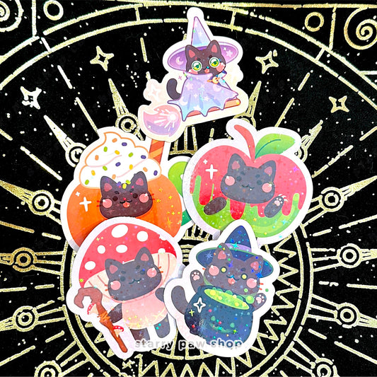 Spooky Cat Stickers Set of 5