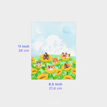 Sunflower Field Cat Print 8.5x11" Semi-Gloss
