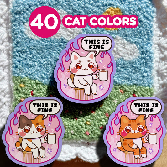 This is Fine Cats 2" Wood Pin | 40 Cat Colors