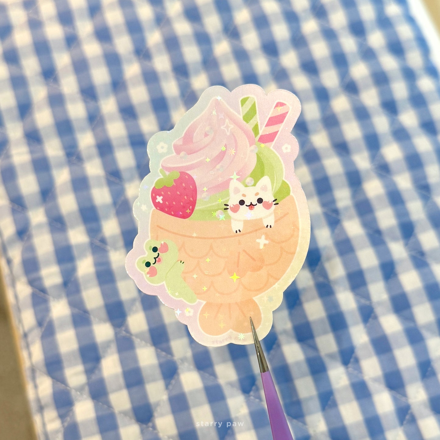 Ice Cream Taiyaki Sticker | 3" donation