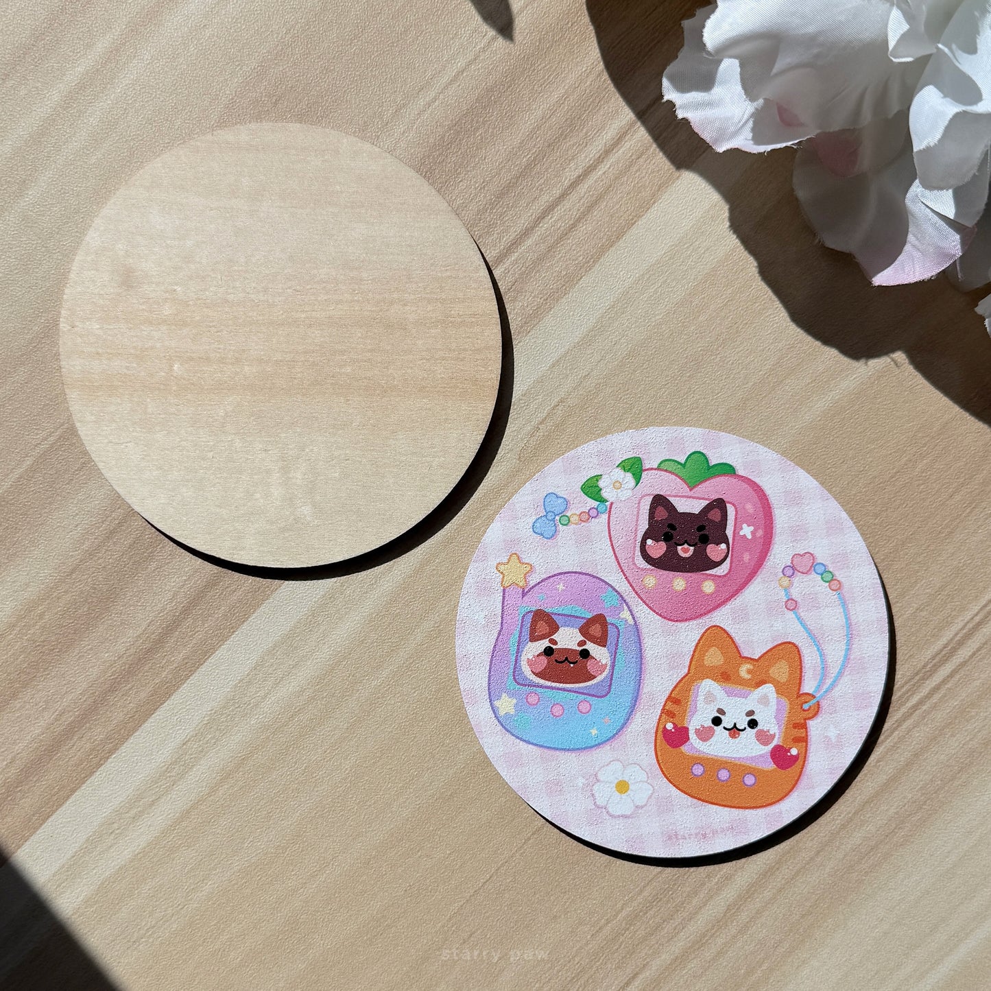 Tama Trinket Wood Coaster 4" Water-resistant Round Circle