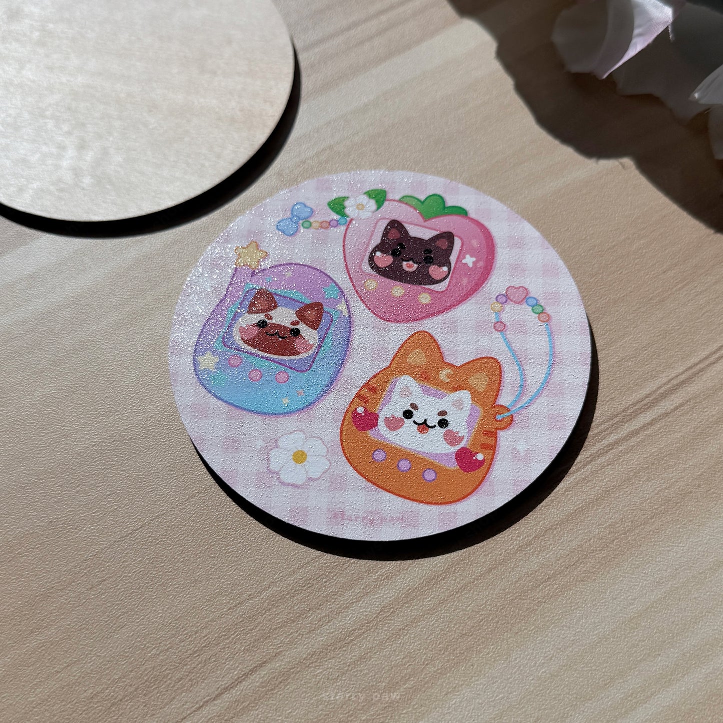 Tama Trinket Wood Coaster 4" Water-resistant Round Circle