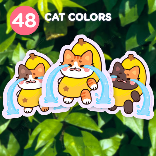 Crying Banana Cat Matte Sticker 3"