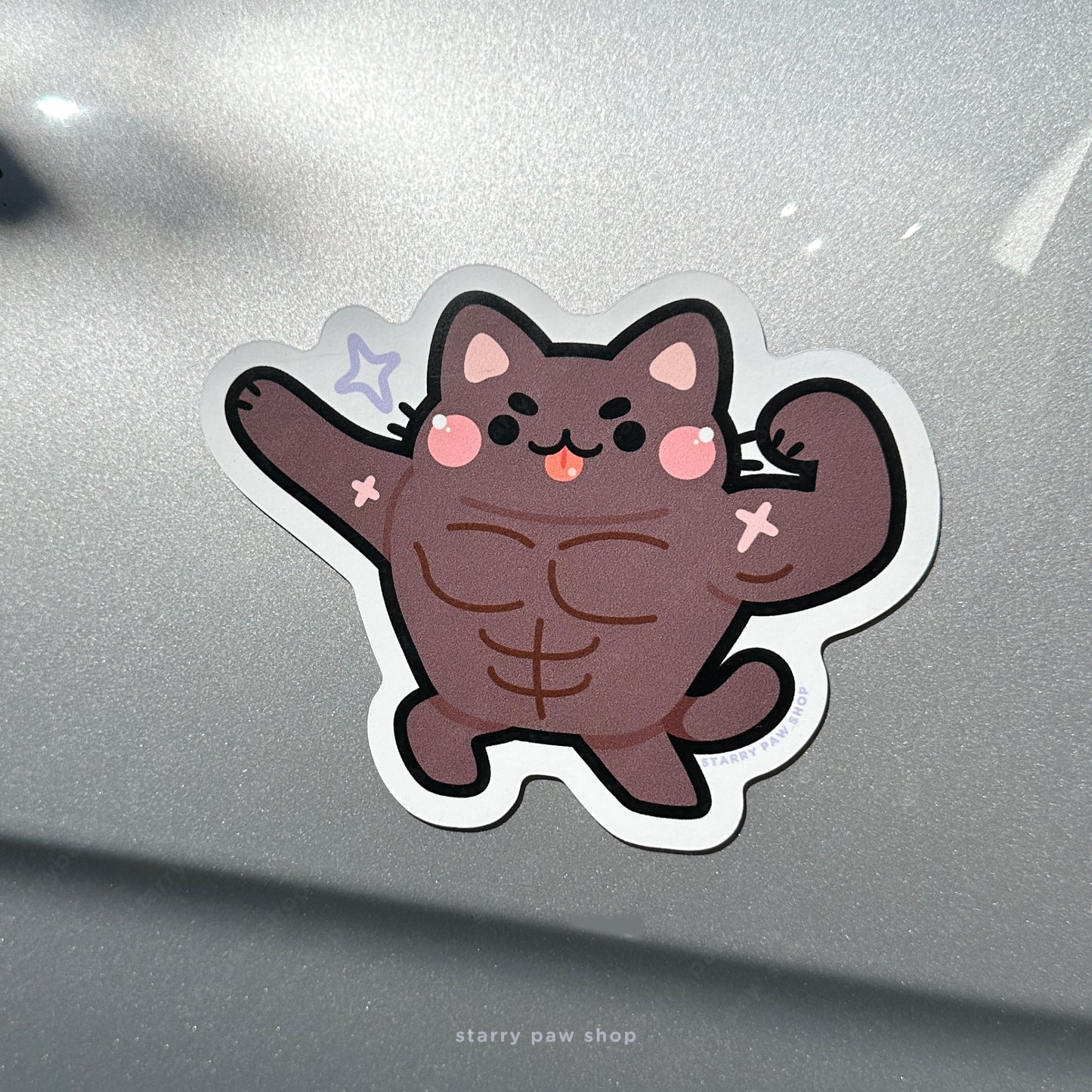 Buff Black Cat Large Car Magnet matte