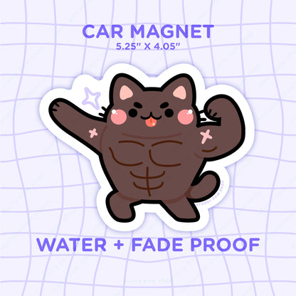 Buff Black Cat Large Car Magnet matte