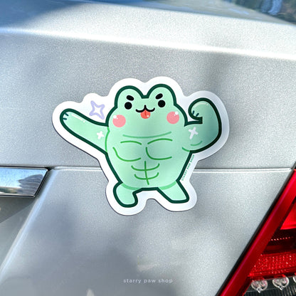 Buff Frog Large Car Magnet matte