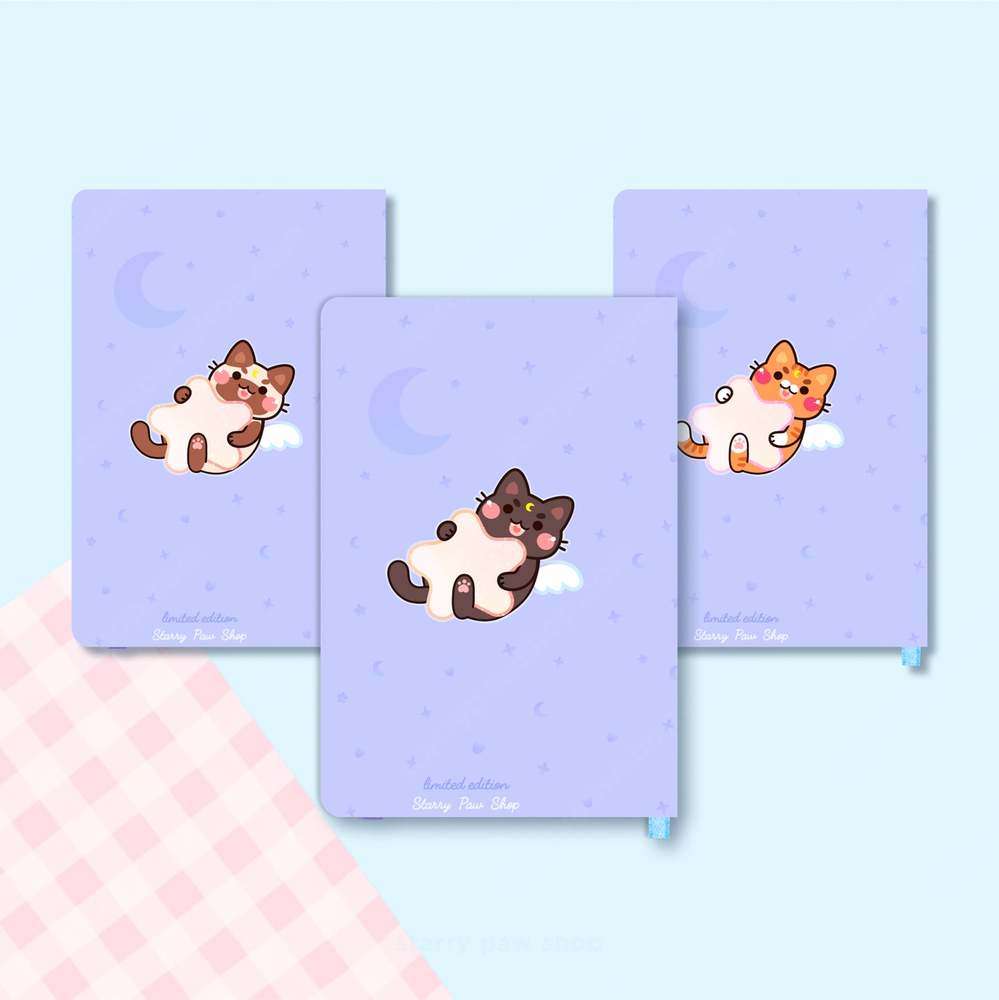 Moon Cat Journal A5 | Hardcover faux leather notebook 200pg