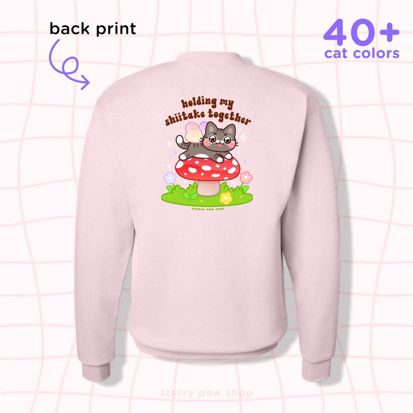 Holding my shiitake Pink Sweatshirt S-5XL