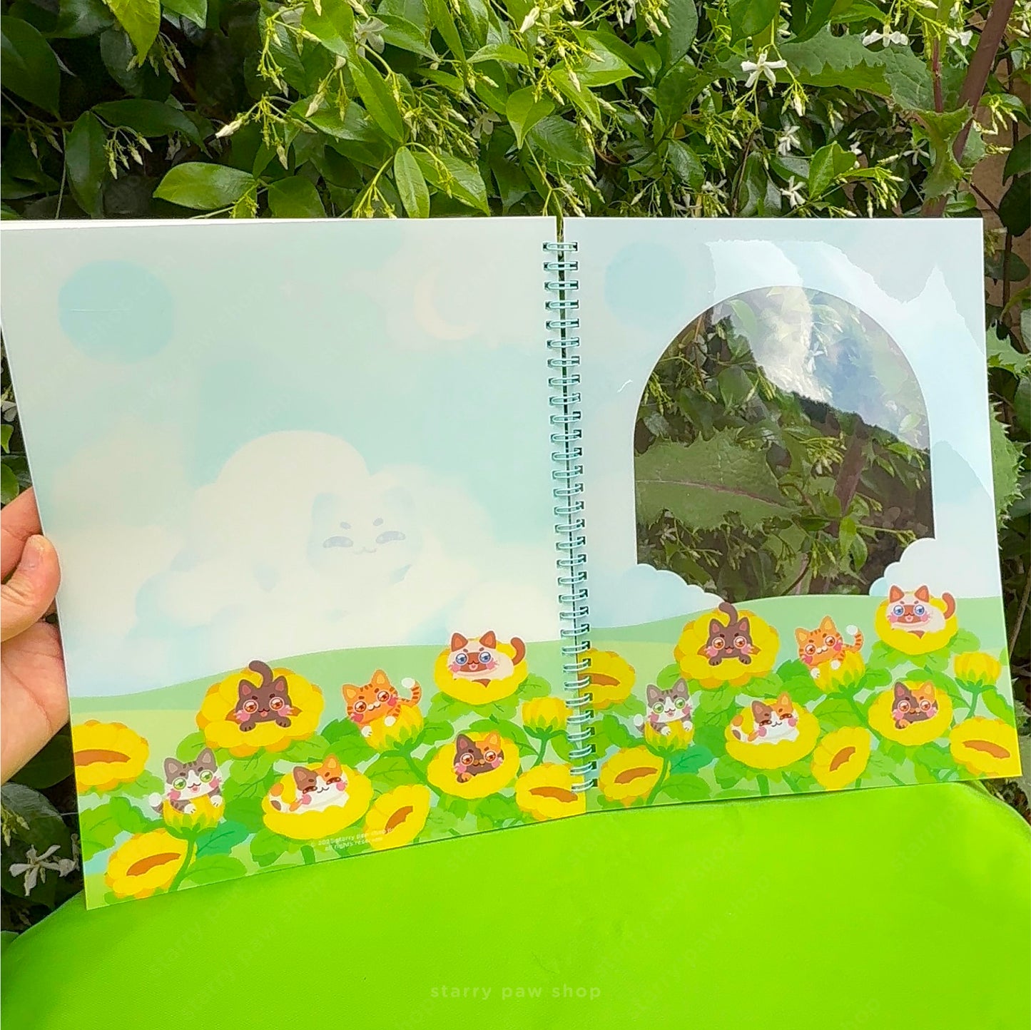 Sunflower Cats Large Sticker Book 8.5x11" Transparent Window