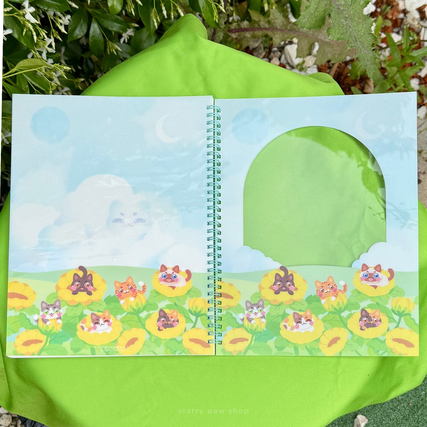 Sunflower Cats Large Sticker Book 8.5x11" Transparent Window