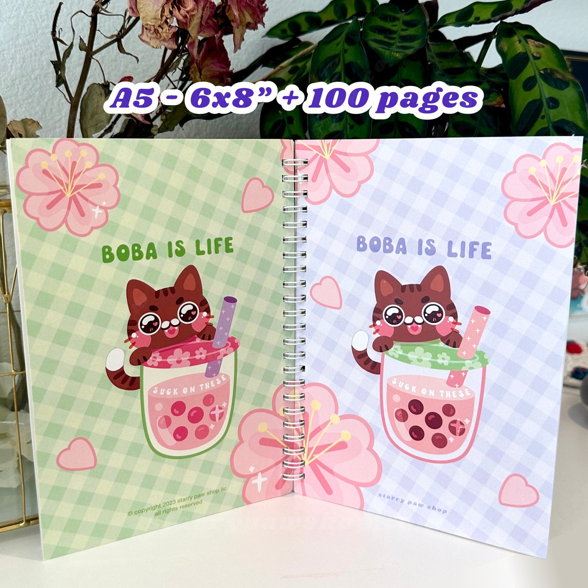 Boba Reusable Sticker Book in Black Cat or Brown Tabby Cat | A5 5.8 x 8" 100 pages sticker paper