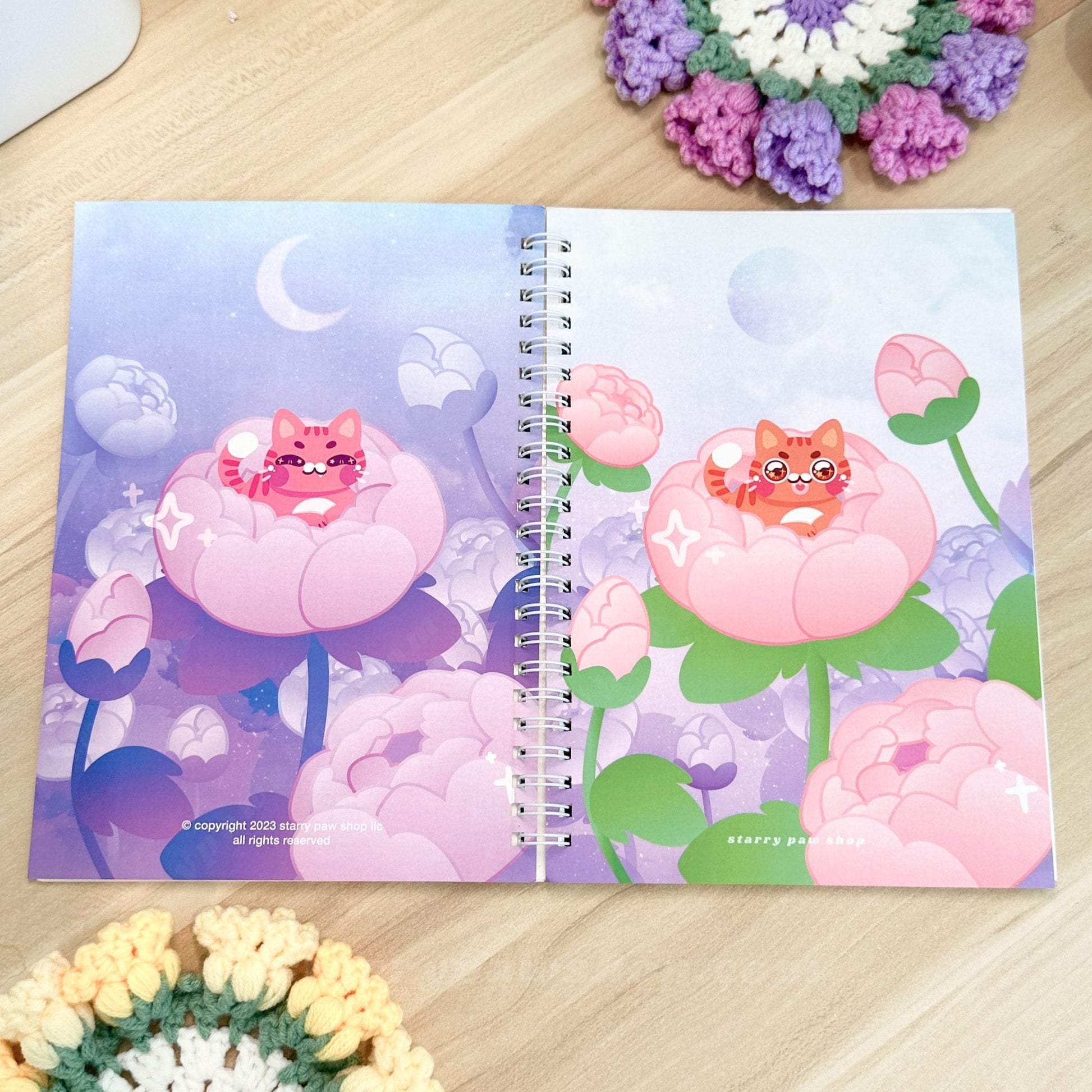 Peony Flower Reusable Sticker Book in Black Cat + Tuxedo Cat **Special Edition | A5 5.8 x 8" 100 pages sticker paper