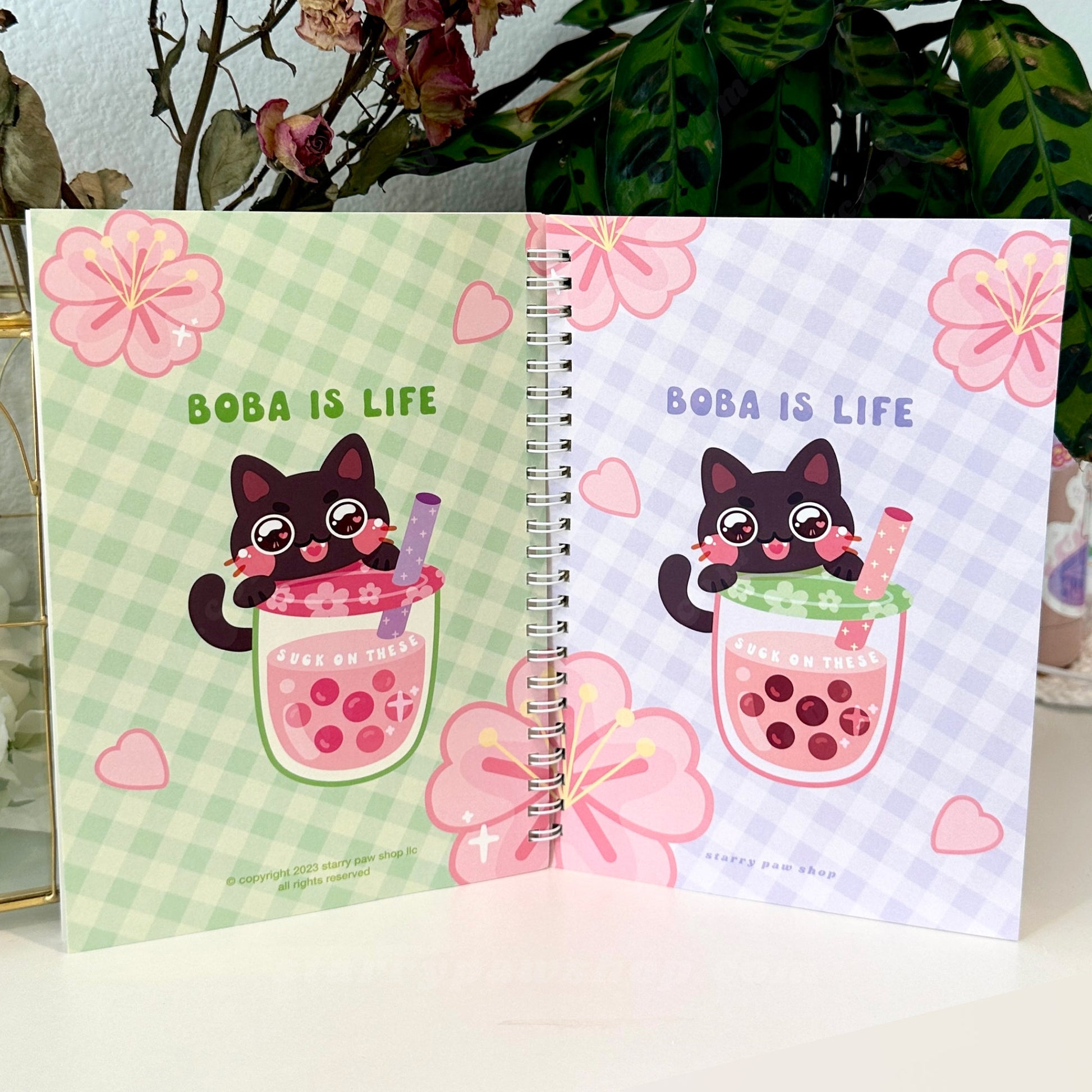 Peony Flower Reusable Sticker Book in Black Cat + Tuxedo Cat **Special Edition | A5 5.8 x 8" 100 pages sticker paper