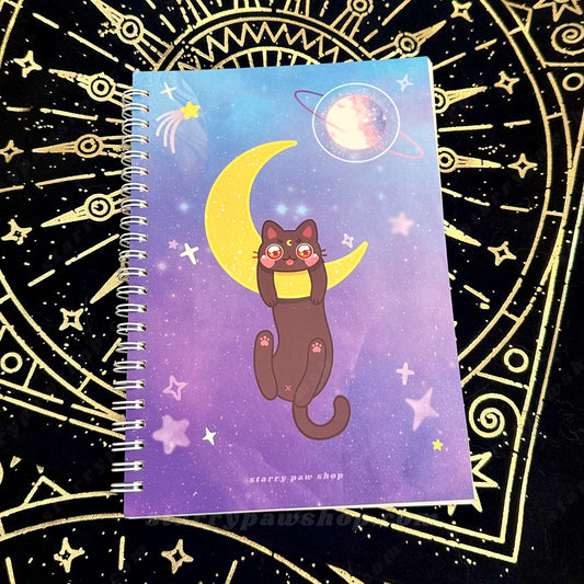 Galaxy Reusable Sticker Book in Black Cat or Gray Tabby Cat | A5 5.8 x 8" 100 pages sticker paper